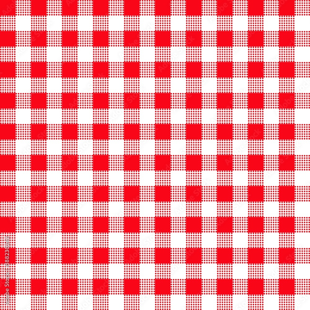 Red and white Gingham plaid. Checkered tablecloth background. Vector  seamless pattern. Stock Vector | Adobe Stock