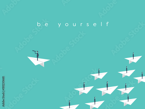 Stand out from the crowd, be yourself business concept. Symbol of vision, talent, individuality, unique skills, success.