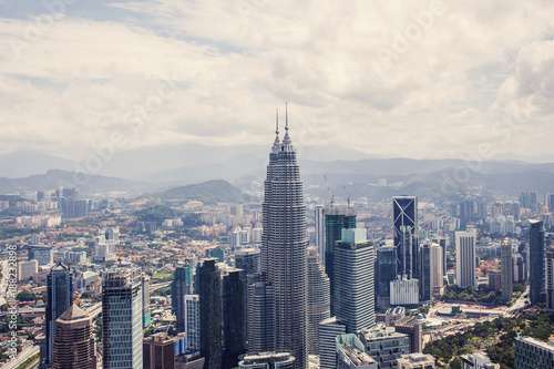 City center with Petronas twin towers  Kuala Lumpur skyline