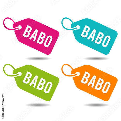 Buzzword Babo price Tags. Flat Eps10 Vector Illustration. photo