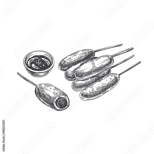 vector hand drawn finger food Illustration