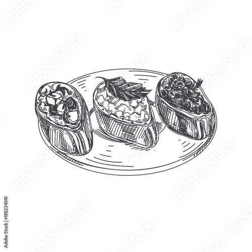 vector hand drawn finger food Illustration