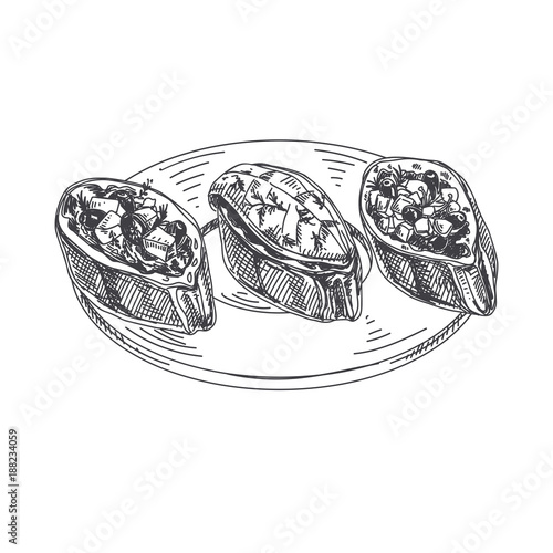 vector hand drawn finger food Illustration
