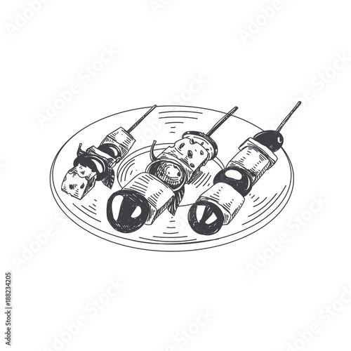 vector hand drawn finger food Illustration