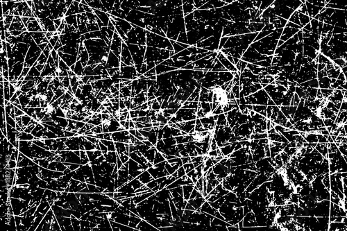 Grunge texture of white scratch on black background (Vector). Use for decoration, aging or old layer