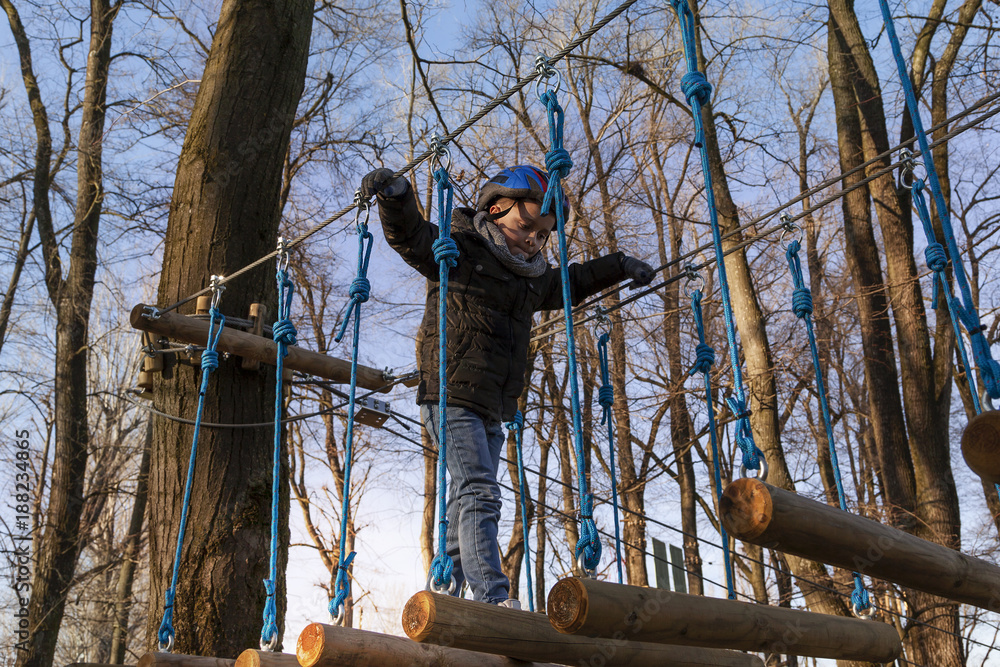 young brave child passing the cable route young brave child passing the cable route