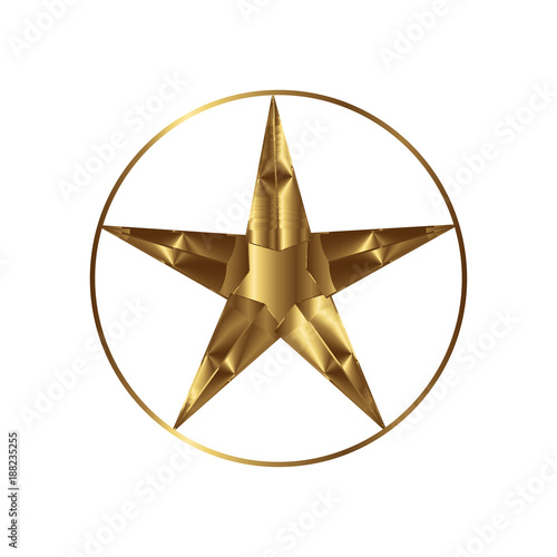 gold star round frame sign