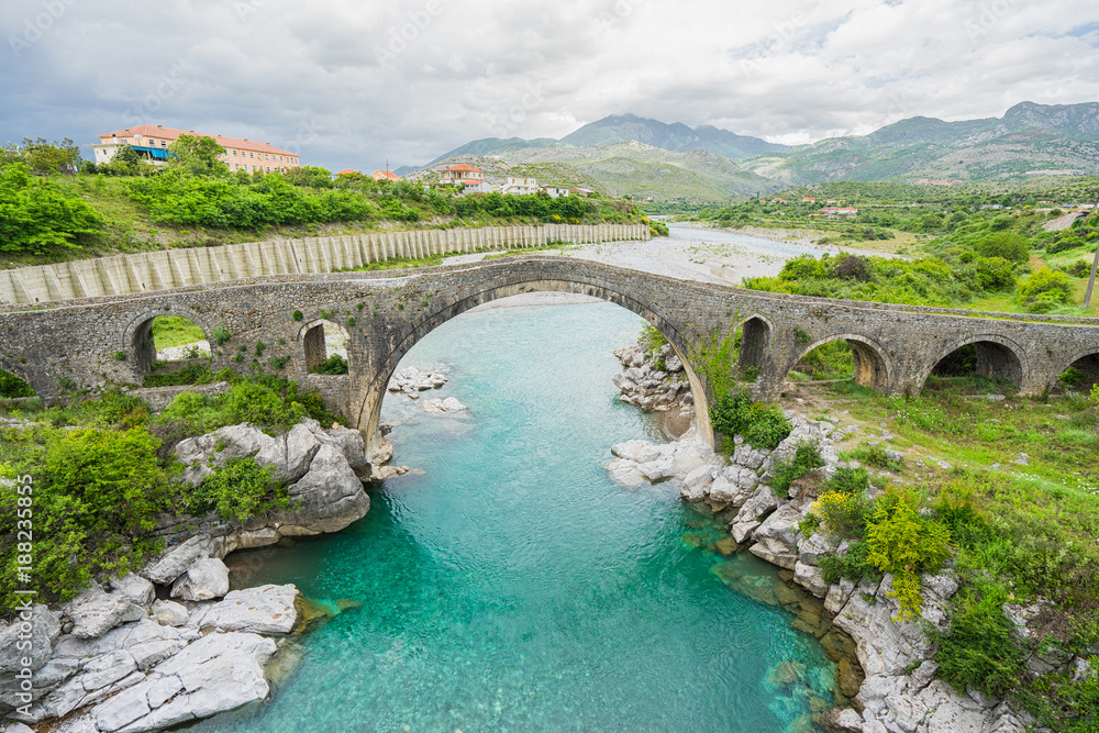 Old Mes Bridge (Albanian: Ura e Mesit) near Shkoder in Albania