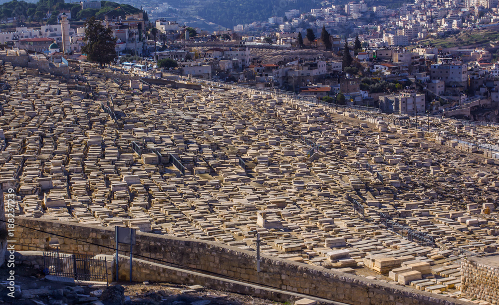 Temple Mount holy city Jerusalem and Jewish Cemetery