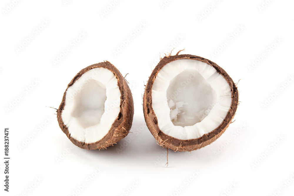 Ripe coconut isolated on white