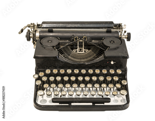 Vintage typewriter on white background isolated