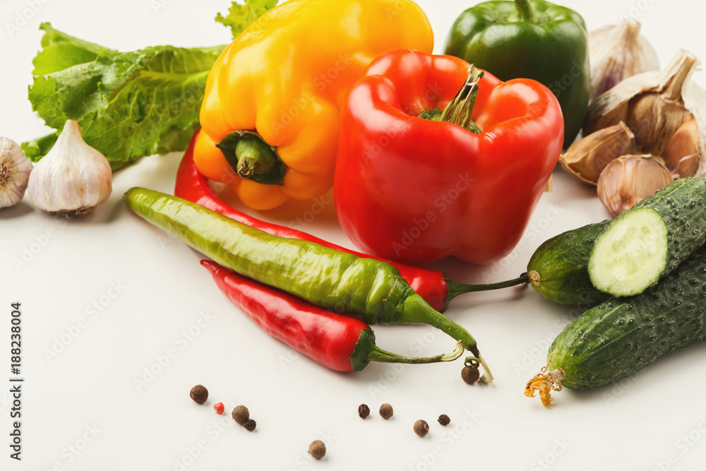 Fresh bright vegetables background