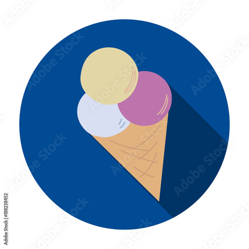 Ice cream icon on a blue background. vector illustration.