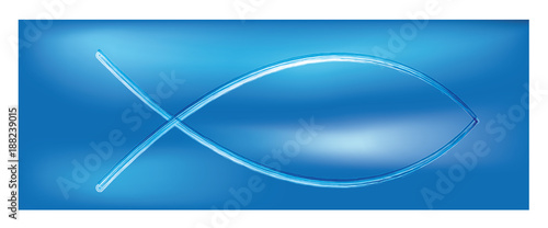 Web banner christian fish symbol. Religious sign