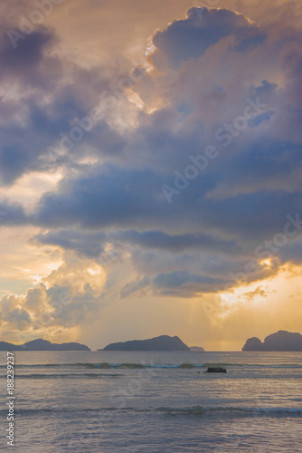 Beautiful sunset in El Nido, Palawan island, Philippines