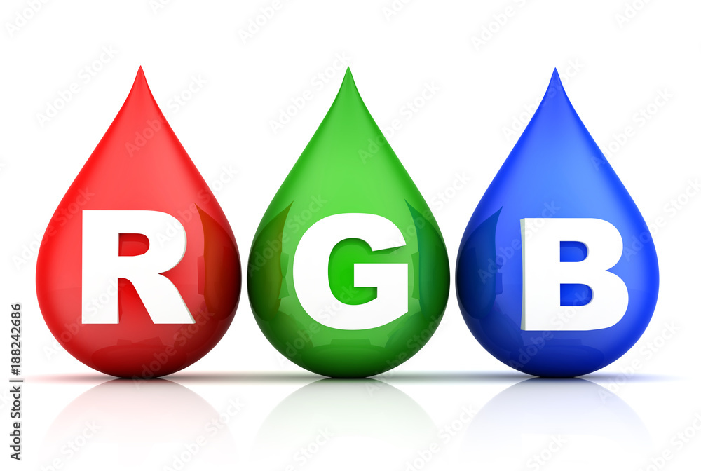 Three drop of paint RGB on white background Three drop of paint RGB on white background