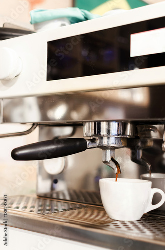 professional coffee machine with espresso cup