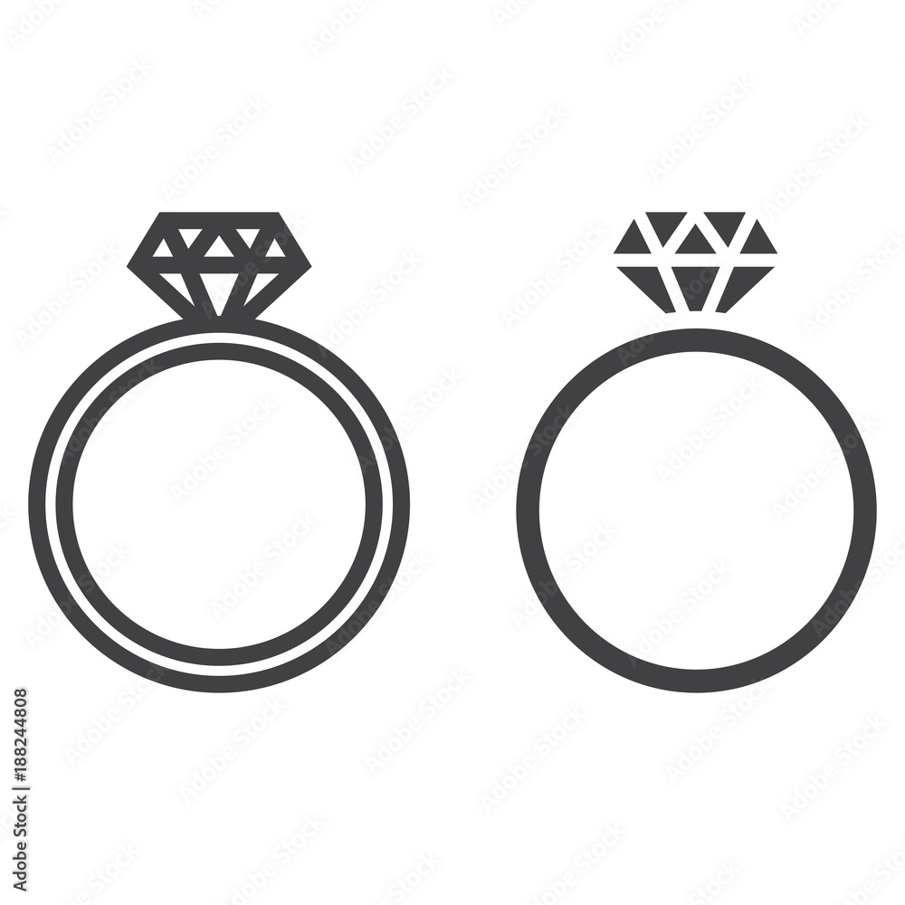 Diamond ring line and glyph icon, valentines day and romantic, jewel sign vector graphics, a linear pattern on a white background, eps 10. Diamond ring line and glyph icon, valentines day and romantic, jewel sign vector graphics, a linear pattern on a white background, eps 10.