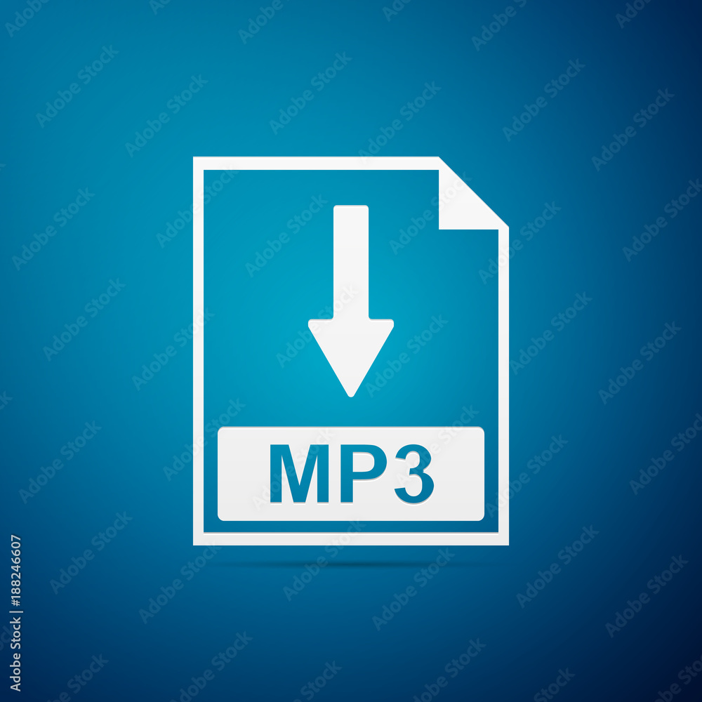 MP3 file document icon. Download MP3 button icon isolated on blue background. Flat design. Vector Illustration MP3 file document icon. Download MP3 button icon isolated on blue background. Flat design. Vector Illustration