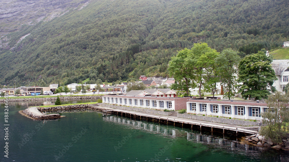 The entrance to Geirangerfjord, village Hellesylt, More og Romsdal, Norway