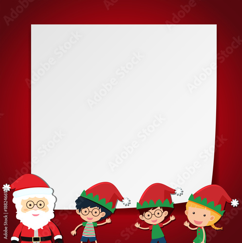 Border template with kids and Santa