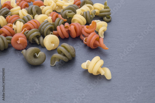 Italian pasta set on black background