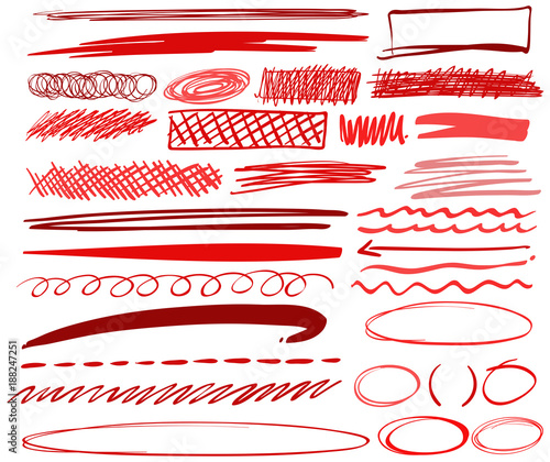 Doodles pattern with red ink