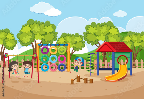 Children playing in playground at daytime