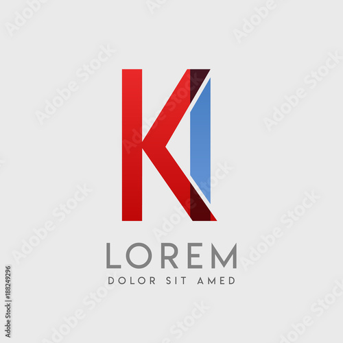 KI logo letters with "blue and red" gradation