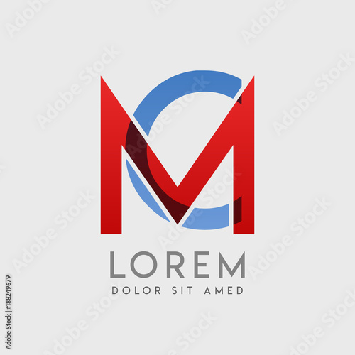 MC logo letters with "blue and red" gradation