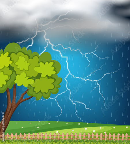 Background scene with thunder and rainstorm