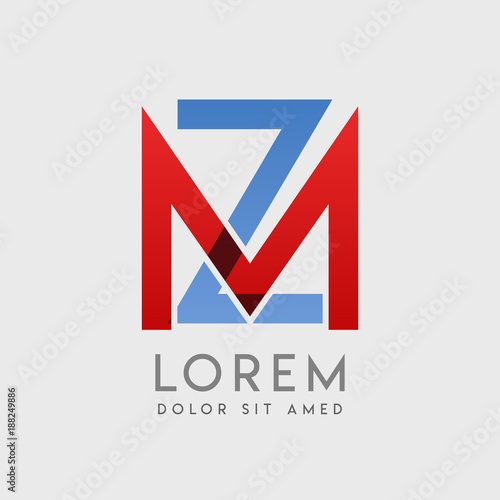 MZ logo letters with "blue and red" gradation