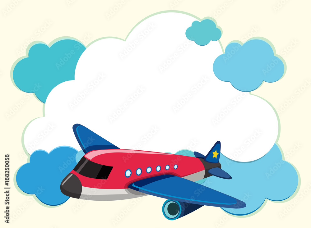 Naklejka premium Border template with red airplane