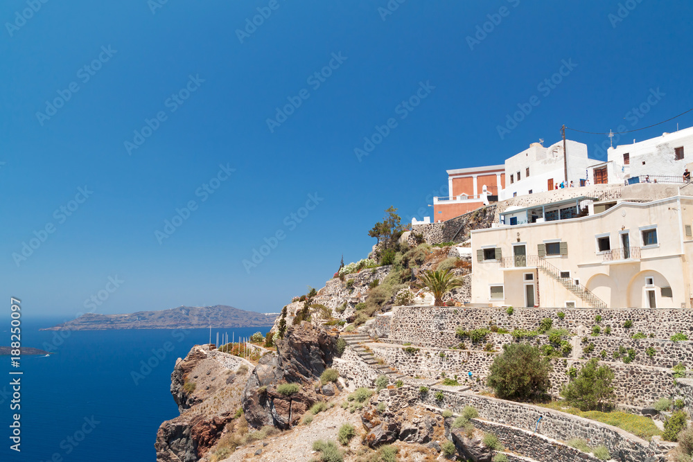 Architecture of Oia town on Santorini island, Greece