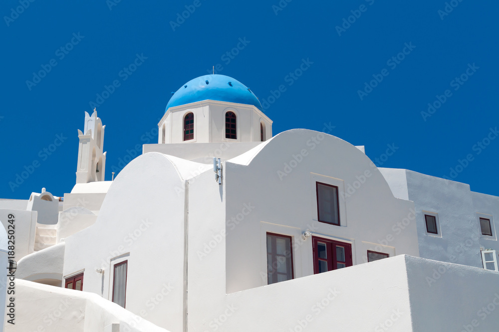 Architecture of Oia village at Santorini island, Greece