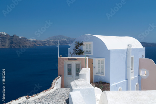 Architecture of Oia village at Santorini island, Greece