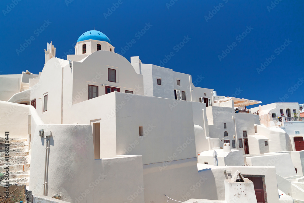 Architecture of Oia village at Santorini island, Greece