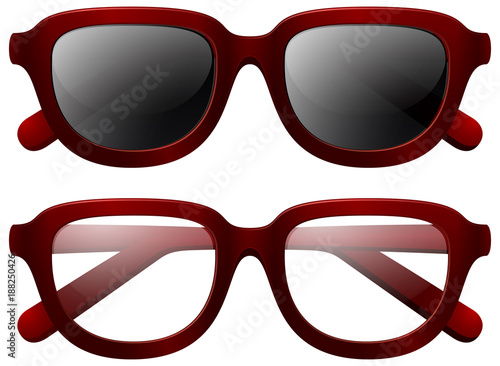 Eyeglasses and sunglasses with red frames