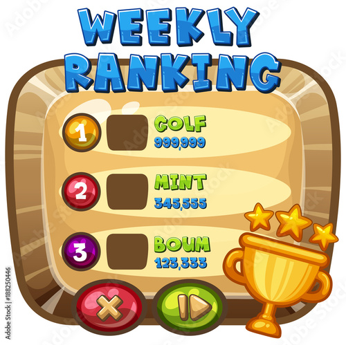 Weekly ranking template on computer game