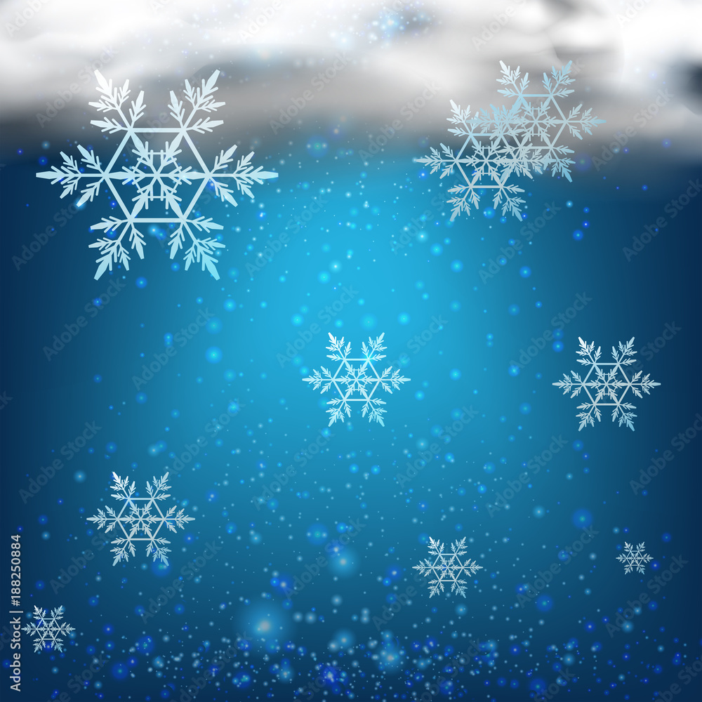 Background with snowflakes in dark sky Background with snowflakes in dark sky