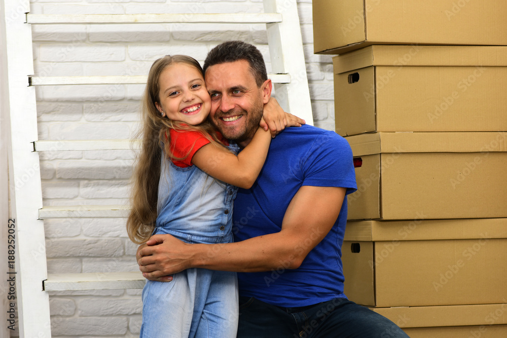 Parenthood and family time concept. Dad and daughter Parenthood and family time concept. Dad and daughter