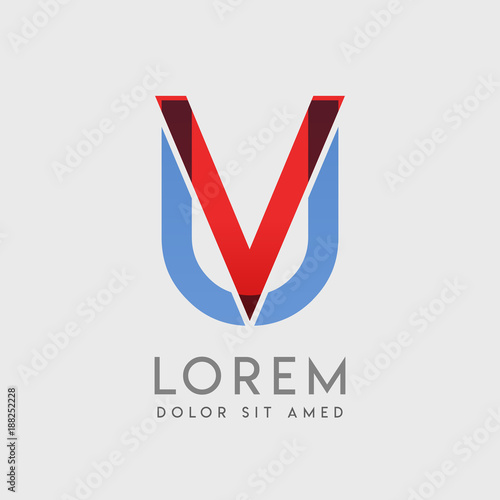 VU logo letters with "blue and red" gradation