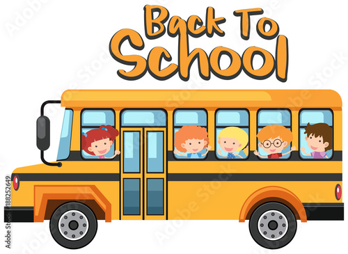 Happy students on school bus