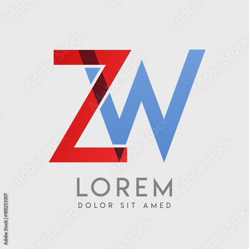 ZW logo letters with "blue and red" gradation
