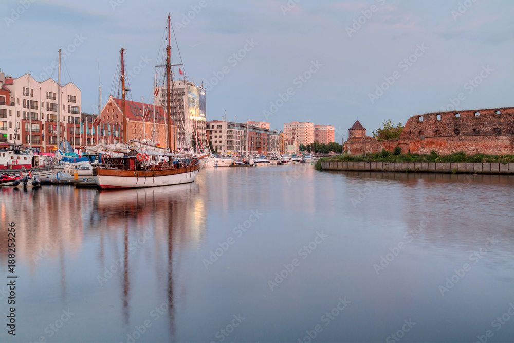 Old town with Motlawa river in Gdansk, Poland