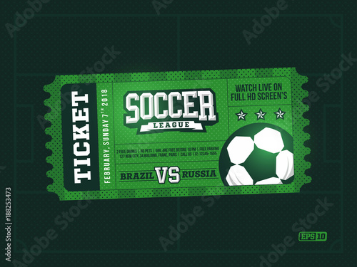 one modern professional design of football tickets in green theme