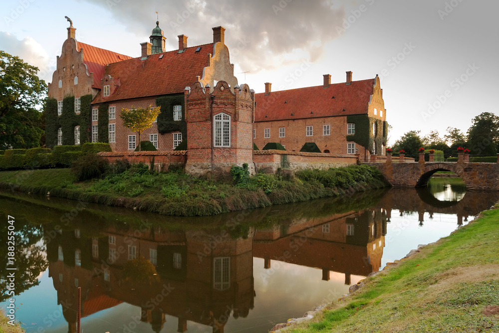 Swedish castle with reflection at sunset Swedish castle with reflection at sunset