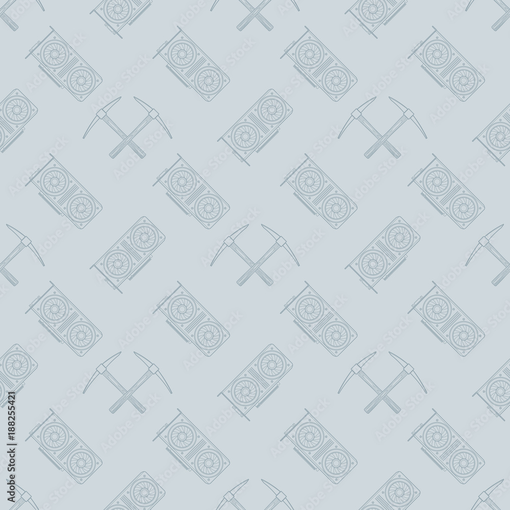 crypto currency mining seamless pattern.