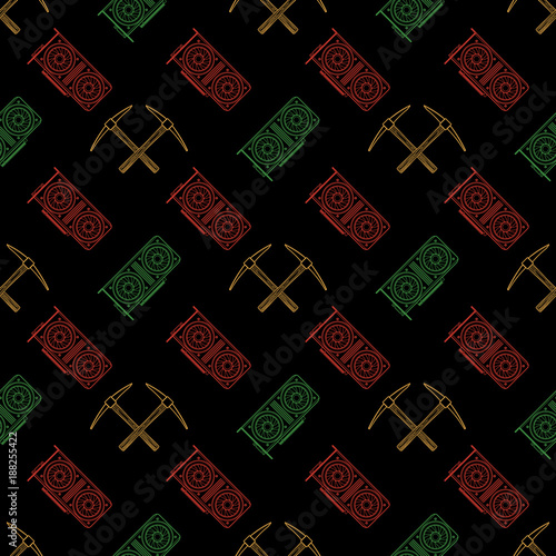 crypto currency mining seamless pattern.