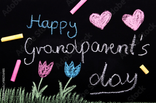 Wallpaper Mural Happy Grandparents day card - Chalk drawing on blackboard  Torontodigital.ca